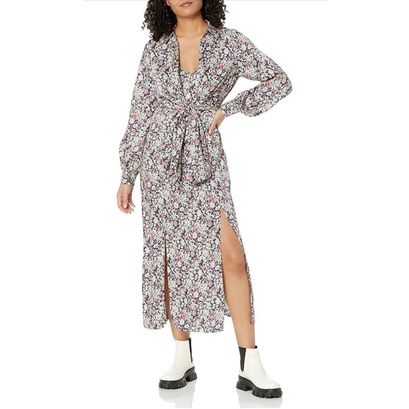 $395 Cinq A Sept‎ Women's Blue Multi Quin Floral Print Long Sleeve Dress Size 2 - Picture 1 of 14